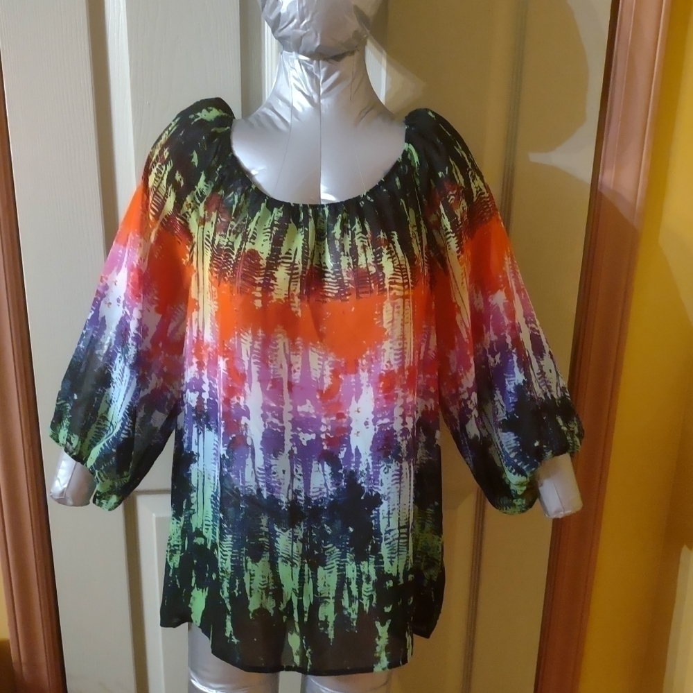 Chaus Size Medium Sheer Woman's Blouse Shirt Top